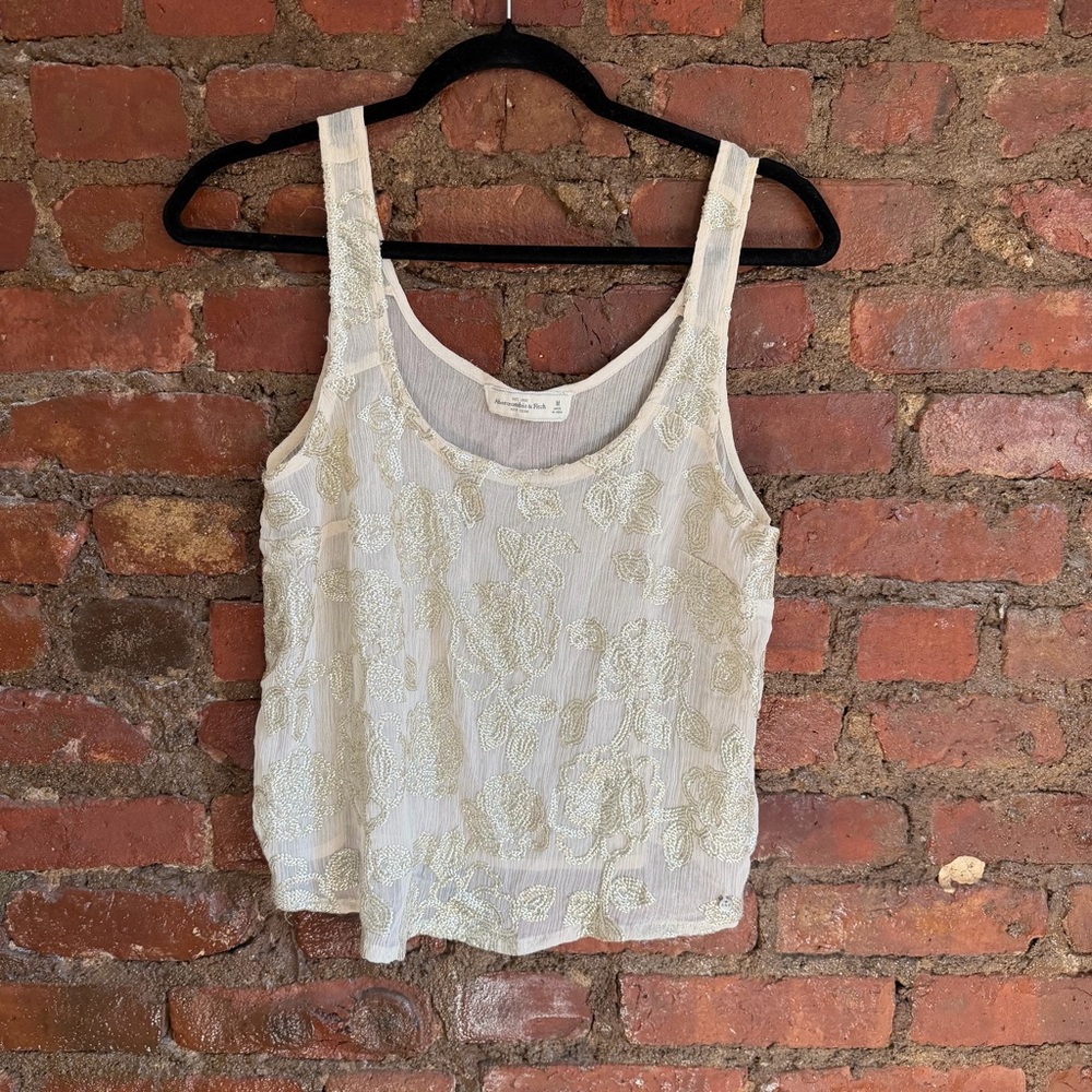 Vintage A&E Lace Tank Top with Gold Detailing